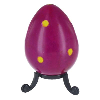 Purple Soapstone Egg with Yellow Polkadots and Free Stand